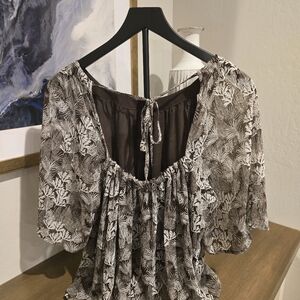 Loft Elegant Brown and Cream Women's Top